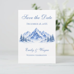 Blaue Schneebebirge-Hochzeit Save the Date Karten