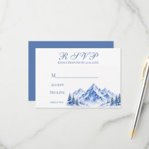 Blaue Schneebebirge Hochzeits-Antwortkarten RSVP Karte