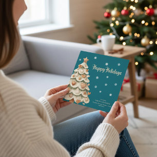 Blaue Schneeblume-Lebkuchen-Feiertagskarte Einladung