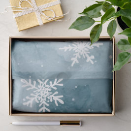 Blaue Schneeblumen Aquarell Winterfeier Seidenpapier