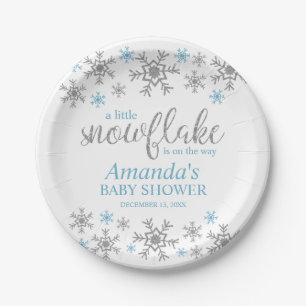 Blaue Schneeblumen-Baby-Shower-Papierplatten Pappteller
