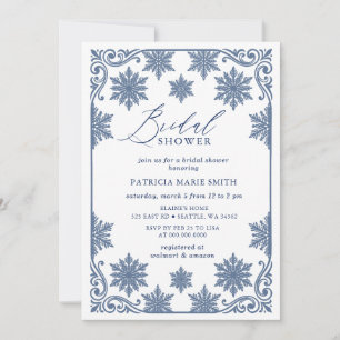 Blaue Schneeblumen Winter Hochzeitsshower Einladung