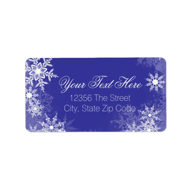 Blaue Schneeflocke Adressaufkleber (Vorne)