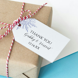 Blaue Schneeflocke auf den White Winter Wedding Fa Geschenkanhänger