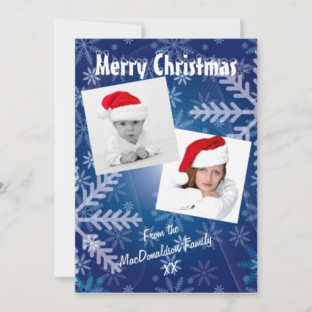 Blaue Schneeflocke Fotovorlage Weihnachten Urlaub (Vorderseite)