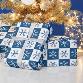 Blaue Schneeflocke Gestaltete Weihnachtsfeiertage Geschenkpapier