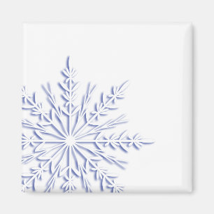 Blaue Schneeflocke in Weiß Magnet
