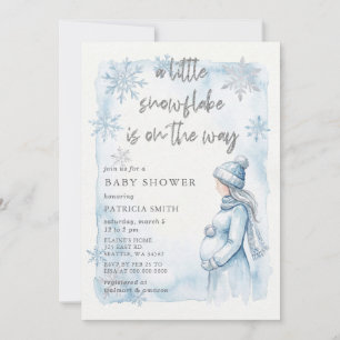 Blaue Schneeflocke ist auf dem Weg Winter-Baby-Par Einladung