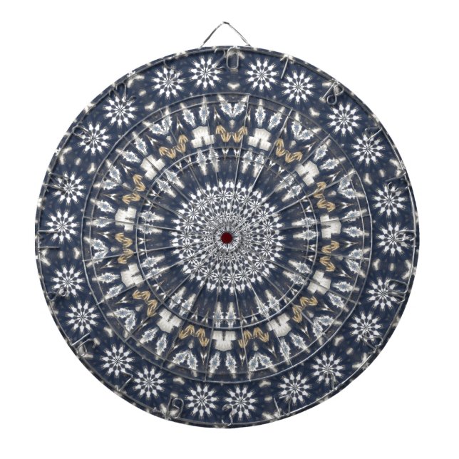Blaue Schneeflocke Kaleidoskop Dartscheibe (vorne)
