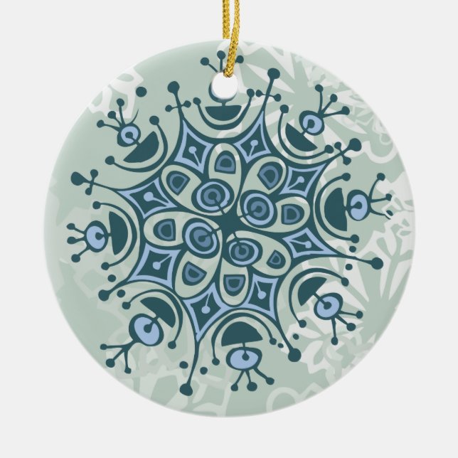 Blaue Schneeflocke Keramik Ornament (Vorne)