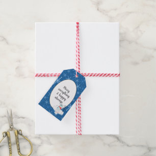 blaue Schneeflocke mit Feiertagsgruß Geschenkanhänger
