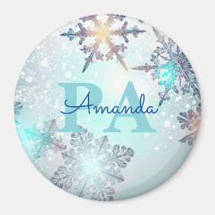 Blaue Schneeflocke Personalisierter Name PA Magnet