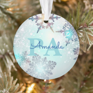 Blaue Schneeflocke Personalisierter Name PA Ornament