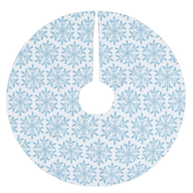 Blaue Schneeflocke Polyester Weihnachtsbaumdecke (Vorderseite)