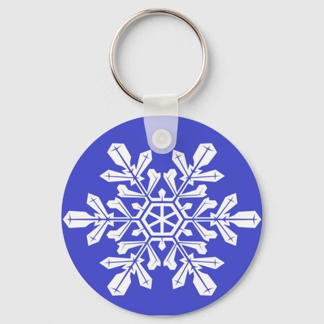 Blaue Schneeflocke Schlüsselanhänger (Vorderseite)