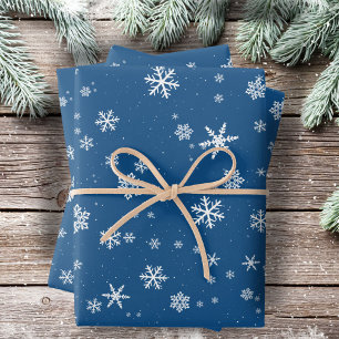 Blaue Schneeflocke Schnee Winterweihnachtsferien Geschenkpapier Set
