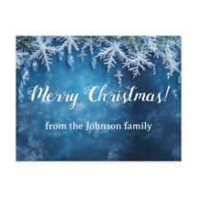 Blaue Schneeflocke und eisweihnachtliche Gestaltun