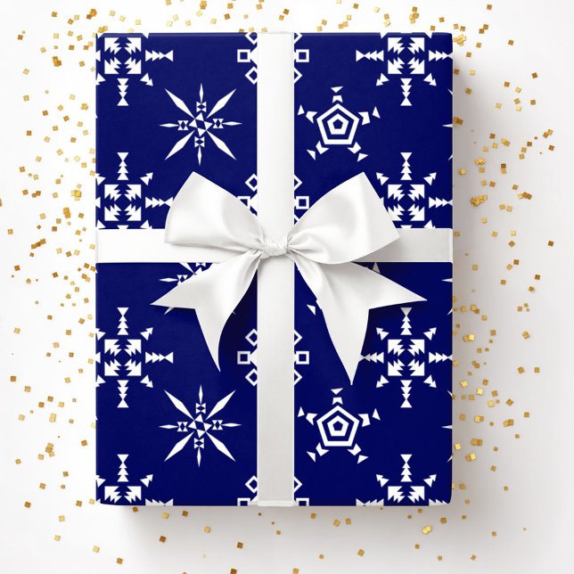 Blaue Schneeflocke Weihnachten Geschenkpapier (Festive Blue Snowflake Christmas Wrapping Paper)