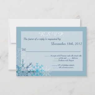 Blaue Schneeflocke Winter 3,5x5 R.S.V.P. Antwortka Einladung
