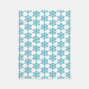 Blaue Schneeflocke Winter Fleecedecke