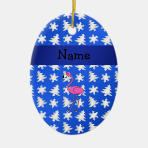 Blaue Schneeflockebäume des personalisierten Keramikornament