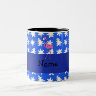 Blaue Schneeflockebäume des personalisierten Zweifarbige Tasse