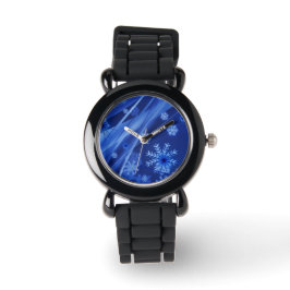 Blaue Schneeflocken Armbanduhr