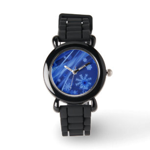 Blaue Schneeflocken Armbanduhr