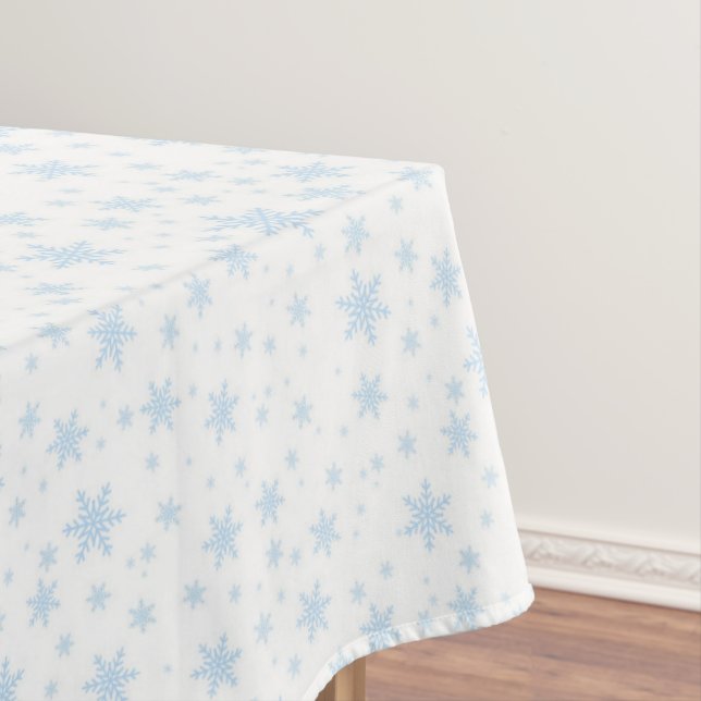 Blaue Schneeflocken auf Weiß Tischdecke (Beispiel)