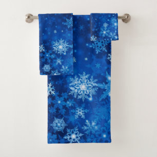 Blaue Schneeflocken Badhandtuch Set
