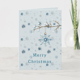 Blaue Schneeflocken Baumzweig Weihnachten Karte
