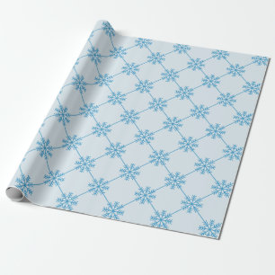 Blaue Schneeflocken Diagonal Square Muster Geschenkpapier