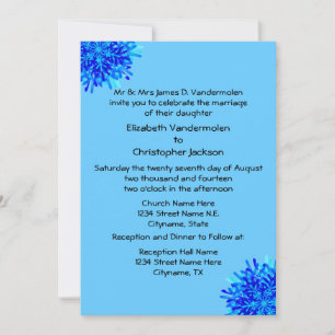 Blaue Schneeflocken Einladung