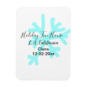 Blaue Schneeflocken Feiertags-Camping-Haus Datum Magnet