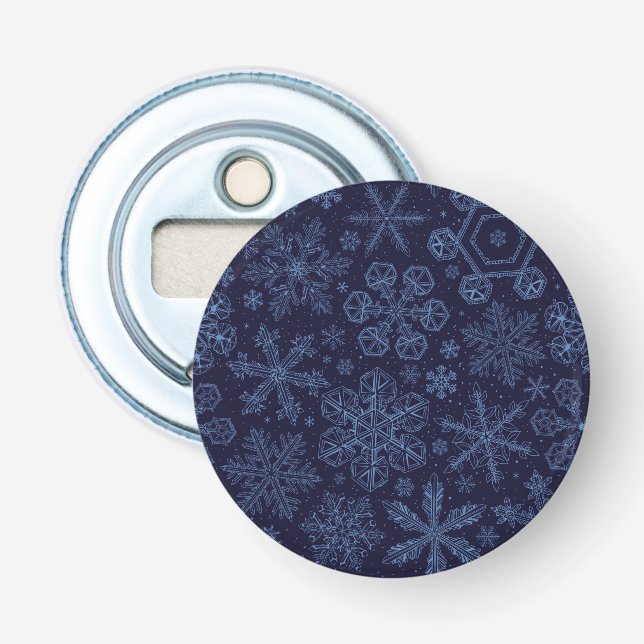 Blaue Schneeflocken Flaschenöffner (Vorderseite)