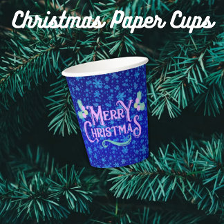 Blaue Schneeflocken Frohe Weihnachten Pappbecher