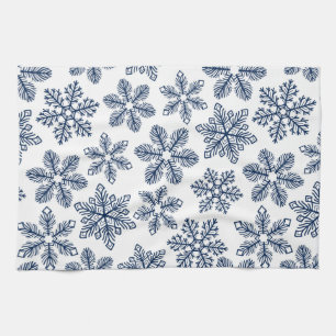 Blaue Schneeflocken Geschirrtuch