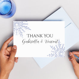 Blaue Schneeflocken Hochzeit Dankeschön - flach Einladung