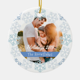 Blaue Schneeflocken Holidays Weißer Keramik Orname Ornament