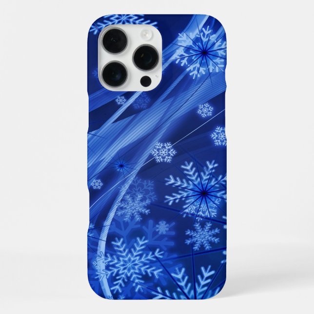Blaue Schneeflocken iPhone Hülle (Rückseite)