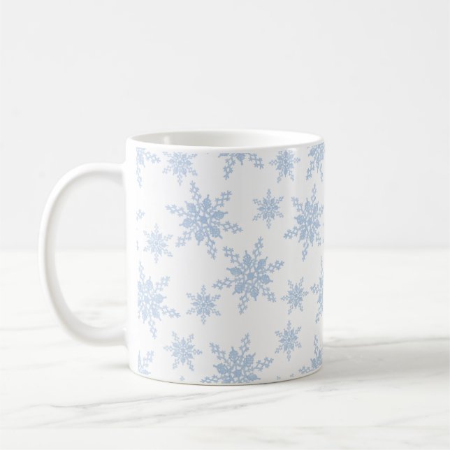 Blaue Schneeflocken Kaffeetasse (Links)
