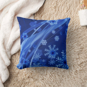 Blaue Schneeflocken Kissen