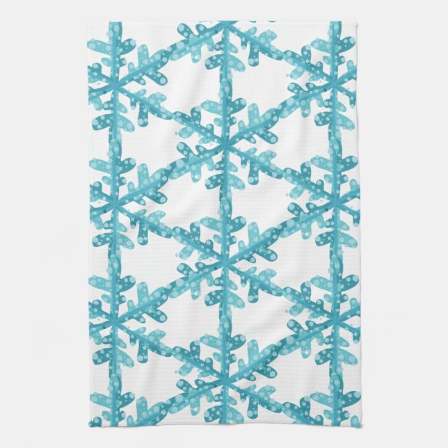 Blaue Schneeflocken Küche oder Badetuch Handtuch (Vertikal)