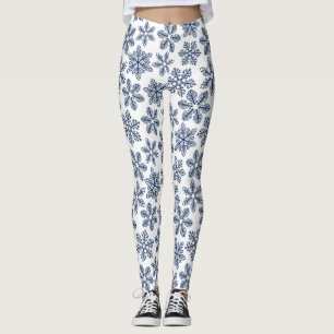 Blaue Schneeflocken Leggings
