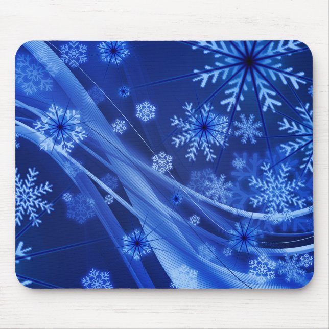 Blaue Schneeflocken Mousepad (Vorne)
