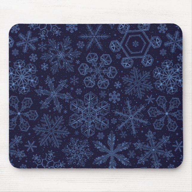 Blaue Schneeflocken Mousepad (Vorne)