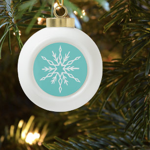 Blaue Schneeflocken Muster sanfter Winterfrost Keramik Kugel-Ornament