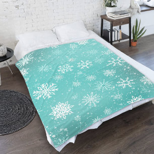 Blaue Schneeflocken-Muster weicher Winterfrost Fleecedecke