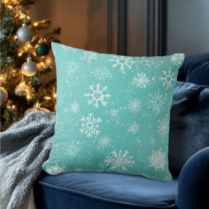 Blaue Schneeflocken-Muster weicher Winterfrost Kissen