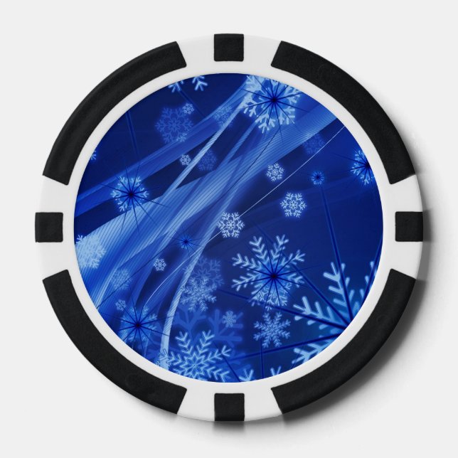 Blaue Schneeflocken Pokerchips (Vorderseite)